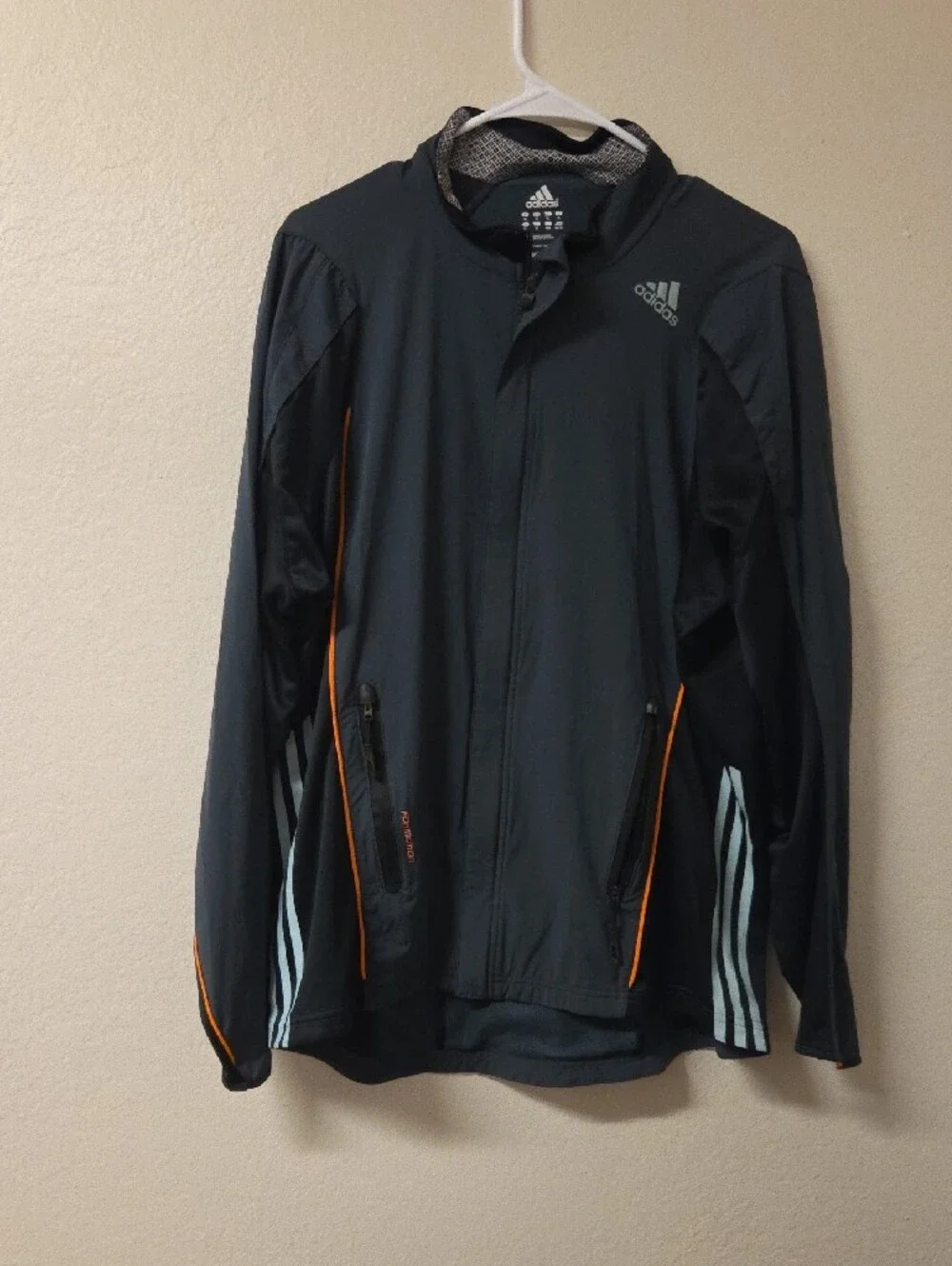 adidas Black Performance Jacket with Orange Piping